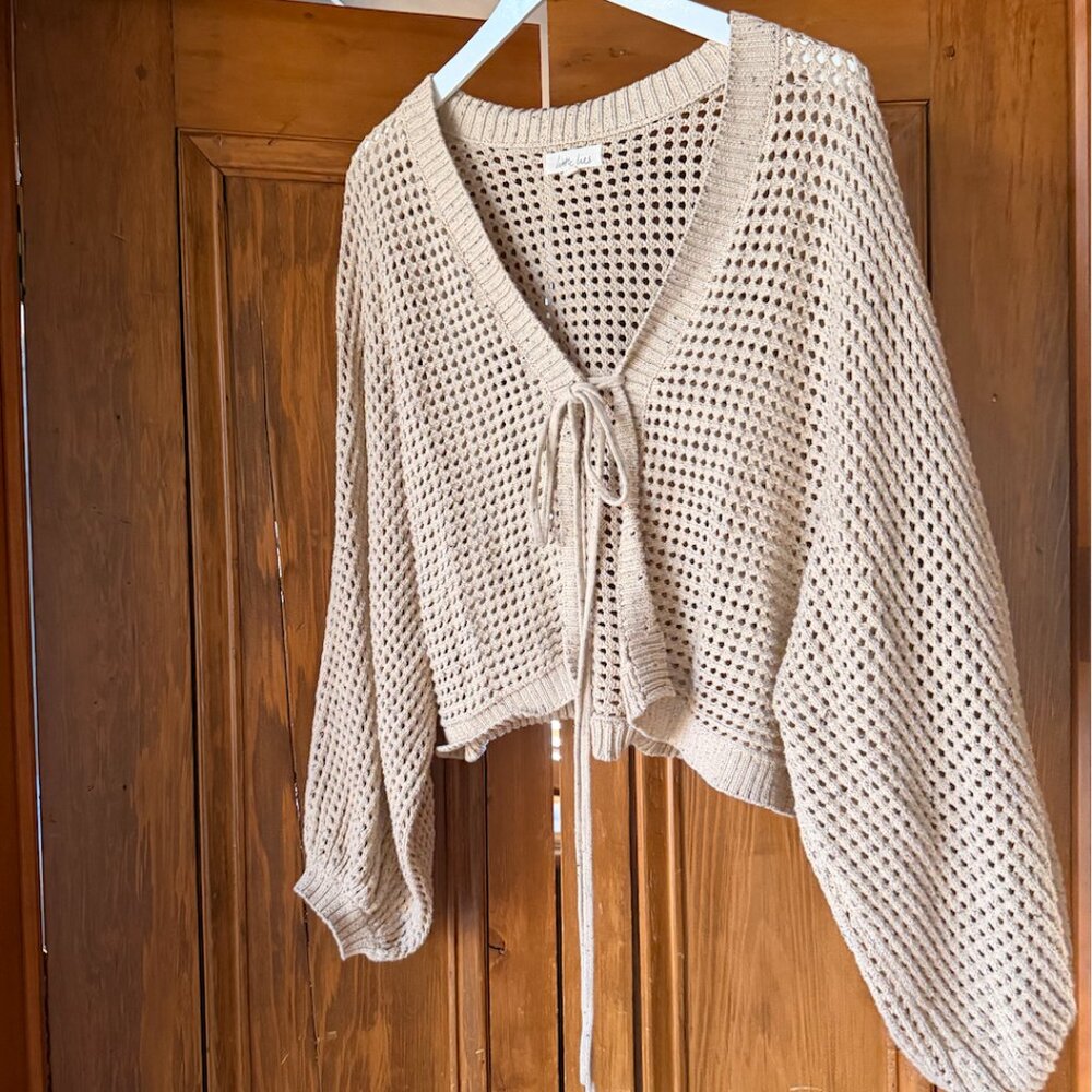 Little Lies Crochet Beach Tan Cardigan